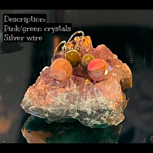 PINK AND GREEN CRYSTAL EARNINGS! - Picture 1 of 2